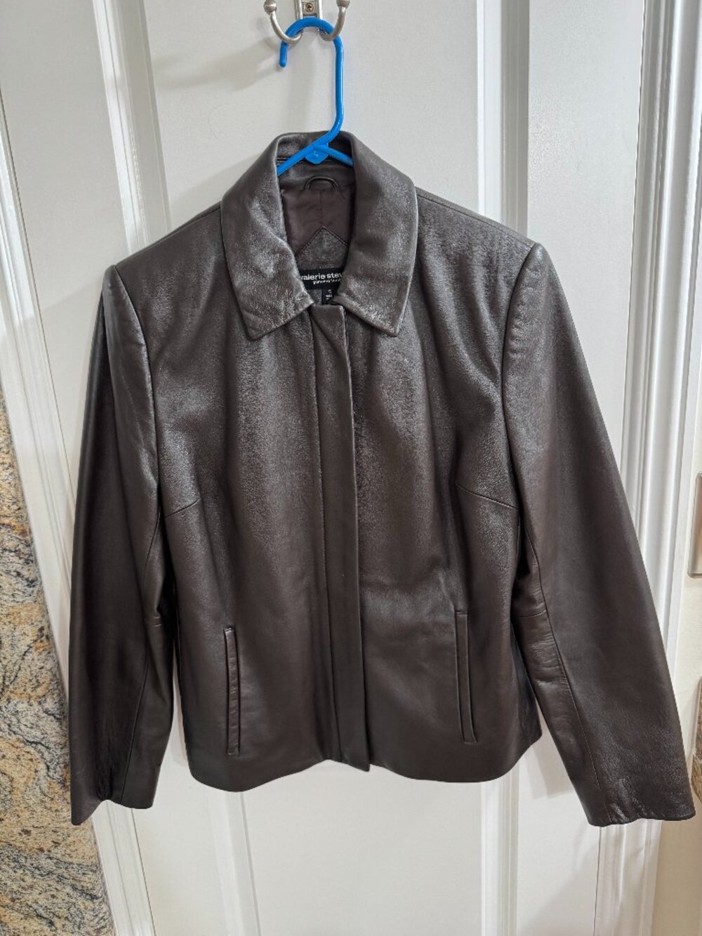 Valerie Stevens Vintage Leather Jacket, Deep, Dark Brown, size Small
